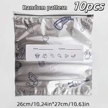 10PCS Aluminum Foil Storage Bags, Suitable For The Kitchen: Perfect For Organizing And Preserving Food In The Refrigerator Or Freezer. Reusable Aluminum Food Storage Bags - Sealed Odor-Proof Bags, Suitable For Household Refrigerators And Freezers, With Labels. Used For Nuts, Grains, Snacks, Meats, Etc