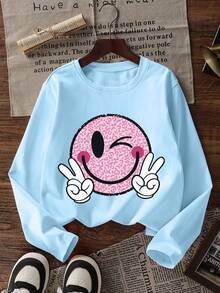 3pcs Tween Girls Printed Long Sleeve T-Shirts, Suitable For Tween Girlsin Autumn/Winter, Young Student Apparel, Suitable For Outerwear And Layering - Multicolor - View 4