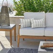 Outdoor/Indoor Throw Pillows, 18x18 Square Pillows With Inserts Bed, Couch, Sofa & Patio Furniture (Set Of 2, Monstera Blue), Decorative Pillows - 黑白人字紋 - 查看 7