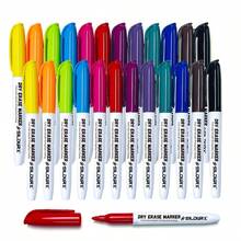 Slidurx 12/24pcs Low Odor Fine Tip Whiteboard Markers, 12 Colors, Fine Tip Colored Markers - Multicolor - View 2