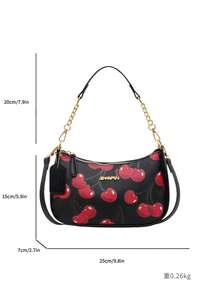 1pc Women's Solid Color PU Shoulder Bag, Versatile Underarm Bag For Work Commute, Adjustable Strap Crossbody Bag - Black - View 2
