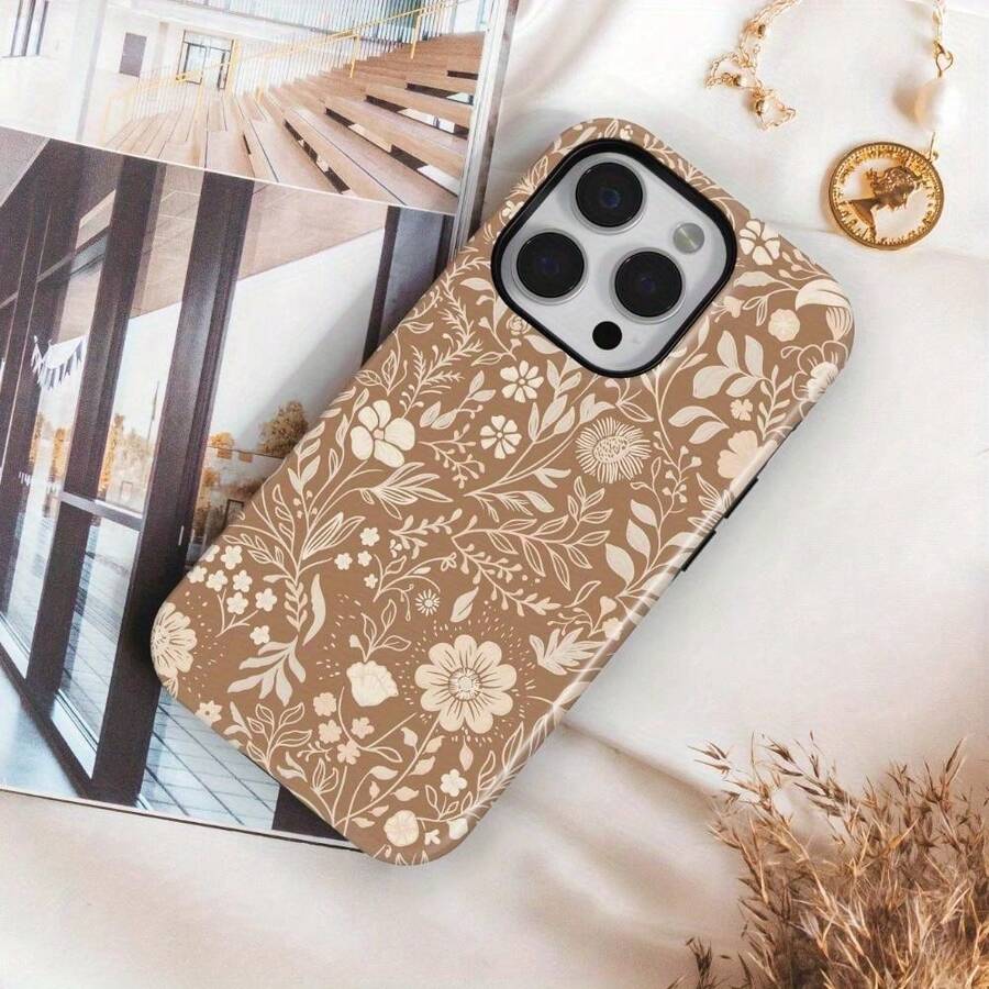 Beige Bohemian Floral Phone Case, Compatible With For Iphone 17, 16Pro Max Plus, Phone Protectors For Mobile Phones, Skull Phone Case Women, Novelty Case, Premium Phone Cover, Sturdy Phone Holder, For Iphone Xxyecimal, Women Phone Case Users - 混合色1 - 查看 1