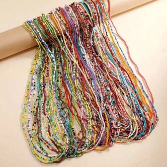 5/10/20件套随机颜色米珠设计腰链波西米亚风格优雅女士夏季海滩身体装饰