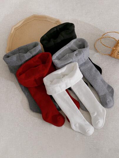 1 pieza Mallas de unicolor versátiles y gruesas para bebé, aptas para otoño/invierno, engrosadas para temperaturas por debajo de 5°C, cálidas y cómodas, adecuadas para uso diario de bebés niños y niñas de 0 a 1 año