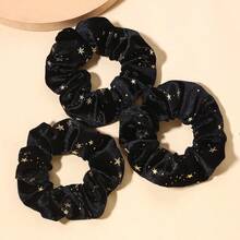 3 cái/bộ dây buộc tóc nhung hình ngôi sao vàng Phụ kiện tóc - màu đen - Xem 6