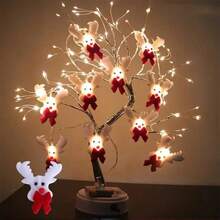 1 Pack 10/20LED Christmas Fabrics Elk String Lights Battery Powered Fairy Hanging Decorative Lamp Used For Bedroom Home Happy Christmas Party Garden Yard Xmas Tree Balcony Fence Fireplace Table Decoration