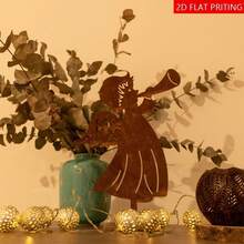 1pc Rustic Acrylic 2D Flat Christmas Angel Statue, Holiday Garden Decor, Outdoor Decoration, Gift And Souvenir, Christmas Decoration