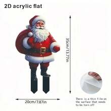 2D Flat Contemporary Christmas Lawn Decor - 13.8 Inch X 7.9 Inch Acrylic Santa Claus Statue For Outdoor Holiday Decoration