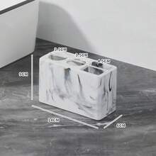 1pc Luxurious Marble Pattern Toothbrush Holder Stand - Electric Toothbrush Holder With Secure Grip, Spacious Multifunctional Storage Rack For Toothbrush And Toothpaste, Compact Countertop Bathroom Organizer For Clutter-Free Space - Perfect For Bathroom Countertops, Essential Bathroom Accessories For A Hygienic Environment