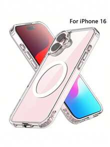 Rocoren Rocoren Magnetic Case Compatible With IPhone 17 16 Pro Max Plus, Magnetic Wireless Charging Phone Case Compatible With IPhone Lens Protection Impact Resistant Case, Transparent, PC+TPU