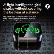 A Pair Of True Wireless Earbuds With Digital LED Battery Display, TWS In Ear Headphones With ENC Noise Reduction Function, Built-In Condenser Microphone, Sports And Fitness Headphones, Deep Bass, Type-C Rechargeable Case, Lithium Polymer Battery, Adult Wireless Open Headphones - 黑色 - 查看 2