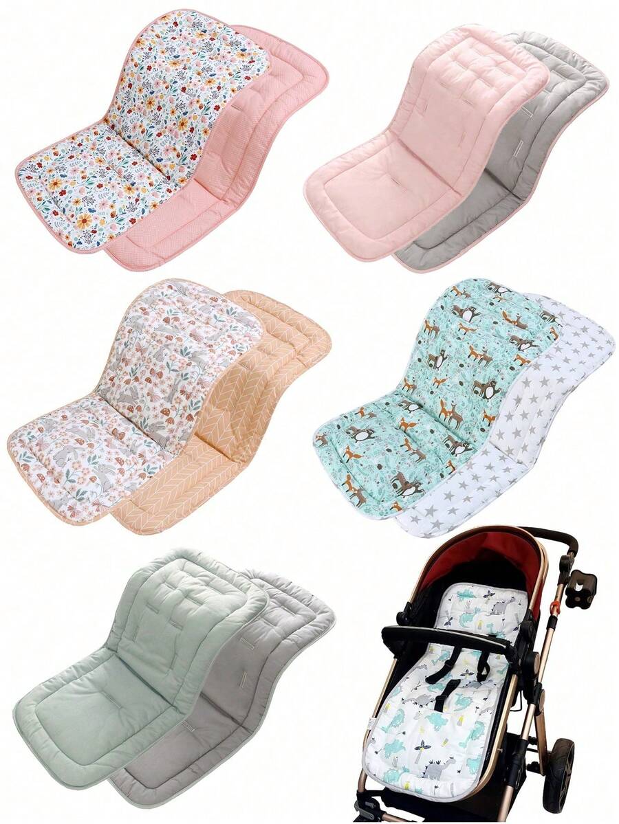 1 件舒适婴儿推车座椅垫，可翻转高脚椅垫 - 彩色 - 查看 1