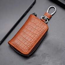 1 Piece Car Key Case Business Universal Crocodile Print Protective Cover Zipper Car Key Storage Bag Interior Product Storage Organizer