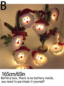 1 set de guirlandes lumineuses de bonhomme de neige de Noël, guirlandes lumineuses du Père Noël, guirlandes lumineuses de décoration d'arbre de Noël et de bonhomme de neige, convient pour la cheminée, l'escalier, la décoration de l'arbre de Noël, la décoration intérieure de fête, l'éclairage intérieur et extérieur