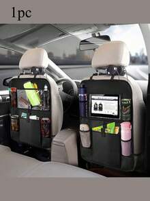 1pc Car Seat Back Storage Bag, Car Backseat Organizer & IPAD Holder With Mesh Pockets - Black - View 9