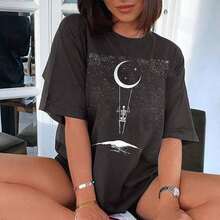 Women's Tops Letter Tee Graphic T-Shirts,Vintage Shirts For Women Cute Graphic Tee Spring Short Sleeve Tops Oversized Tshirts Unisex Halloween T-Shirt - 復古圖案 T 卹 #A1 - 查看 6