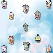 18-25 peças Série Temática de Animais Mistos de Leite Chá DIY Encantos de Sapato, Adequado para Diversos Braceletes, Bolsas e Acessórios - Material PVC, Presente Ideal para Aniversários, Natal e Dia dos Namorados