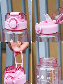 1PC 1L Large Capacity Straw Mug, Printed Time Stamped Water Bottle, Leak Proof Durable High Temperature Resistant Sports Mug, Suitable For Office, Outdoor Sports, Traveling And Tourism, Back-To-School Supplies, Gifts For People - Multicolor - View 7