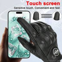 ALPINES FOX New Motorcycle Cycling Gloves Black Summer Leather Motocross Scooter Gloves Retro Biker Touchscreen Motorcyclist Gloves