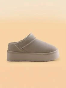 Women Fuzzy Slippers, Platform, Genuine Suede Leather, Snow Boots, Furry Home Slippers, Autumn Winter Indoor Outdoor Comfy Fuzzy Soft Thickened Flat Soles Shoes - 卡其色 - 查看 8