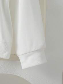 Nuevo conjunto de 2 piezas de estilo europeo y americano de moda: sudadera con capucha de manga abullonada con estampado de niña y falda plisada rosa - Blanco - Ver 6