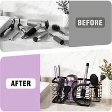 GOOVILLA Hair Dryer Holder - With Dedicated Space For Hair Dryer, Hair Tool Organizer Rack, Holds Curling Irons & Combs - 黑色 - 查看 4