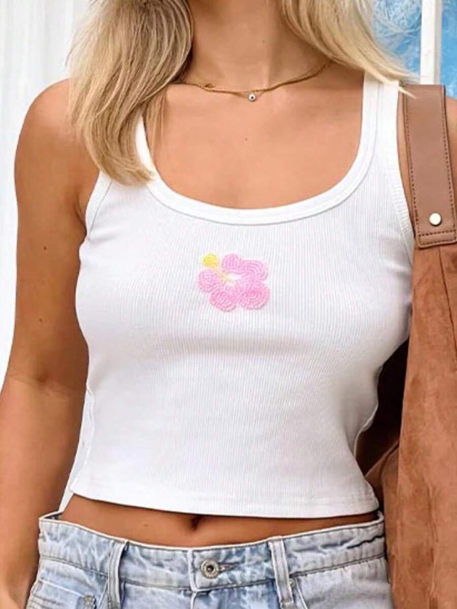 Women's Cropped Tank Top With Drawstring Sides - Sleeveless Summer Blouse In White, Grey, Or Black - View #7