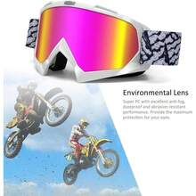 Motorcycle Goggles Dirt Bike Goggles Windproof ATV Dustproof Racing GogglesScratch Resistant Ski Goggles Protective Safety Glasses PU Resin Black Frame+Color Lens - White-hd Pink Lens - View 5