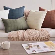 1 cái/2 cái (Chỉ có vỏ gối, không có ruột) Vỏ gối kẻ caro cổ điển, Vỏ gối ôm họa tiết lưới 3D tối giản thời trang, Thích hợp cho ghế sofa gia đình, phòng ngủ, trang trí, quà tặng, trang trí tiệc tùng, mọi mùa - RỈ SÉT - Xem 5
