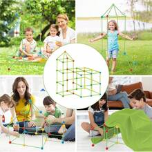 Zestaw do samodzielnego budowania fortecy dla dzieci, klocki konstrukcyjne, zabawki do samodzielnego tworzenia przestrzeni, konstrukcja zamku do myślenia przestrzennego, kreatywny zestaw namiotów fortecznych do użytku wewnątrz i na zewnątrz - Wielokolorowe - Zobacz 5