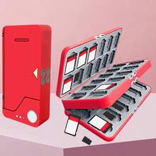 48 In 1 For Switch Game Card Storage Case Magnetic Switch Game Card Box Game Accessories With Soft Silicone Lining - Red - View 2