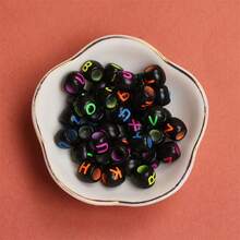 100Pcs Large Hole Acrylic Barrel Shaped Letter Beads 8 * 9mm For DIY Jewelry Making - White Base With Multicolor Letter Beads, Perfect For Bracelets, Necklaces & Craft Projects - 100 - Xem 9