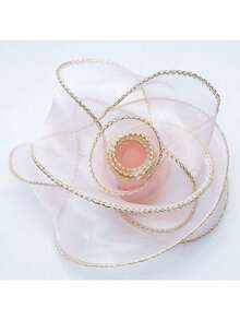 10码4厘米/圣诞装饰丝带，圣诞礼品包装丝带，金色鱼尾纱丝带，雪纱，波浪纱头饰，蝴蝶结装饰，适用于花束，花环，婚礼，生日派对，圣诞节和万圣节礼品包装，头饰，服装装饰