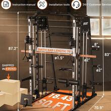 LIZHOUMIL Smith Machines Home Gym With Bench With Weight Bar, Dual LAT Pull-Down Systems & Cable Crossover Machine For Full-Body Workouts Training - Black - View 8
