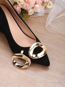 2件装可拆卸DIY鞋饰，金色方形装饰扣，适用于高跟鞋，时尚优雅的鞋夹，适用于女士高跟鞋、鞋子、凉鞋、浅口鞋、婚鞋、休闲鞋、办公鞋 - 金色 - 查看 2