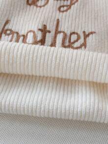 Boys' Simple English Letter Embroidery Knit Pullover Sweater, Suitable For Casual Everyday Wear, Spring/Autumn/Winter - Apricot - View 10