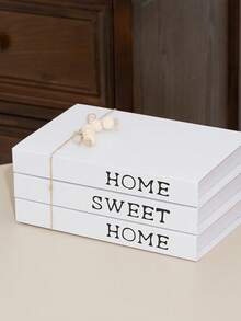 甜蜜的家。3 件/2 件/1 件。现代时尚风格折叠假书装饰。家庭和客厅书架装饰假书，家庭和办公室装饰摆件，设计师灵感摄影道具书，装饰生活模拟书，适用于家庭、办公室、酒店、咖啡店、直播书架、手工配件展示架、电视柜照片办公桌、办公柜。万圣节装饰、圣诞装饰、秋季装饰、装饰室、厨房装饰、圣诞装饰、万圣节 - 白色 - 查看 4