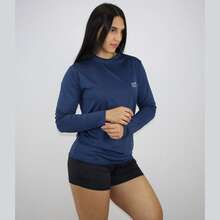 Women's Shirt UV+50 Sun Protection Long Thermal Second Skin T-Shirt Winter And Summer Fashion Beach Pool - 藏蓝色 - 查看 4