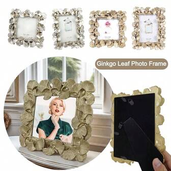 创意复古金色相框美式银杏叶适合装饰画4寸6寸相框照片架