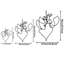 1PC Abstract Couple Face Line Wall Art, Lovers Face Lines Modern Black Metal Wall Home Decor Hanging Wall Art For Home Decoration, Bedroom, Dinner Room, Bathroom Living Room,3 Sizes Available
