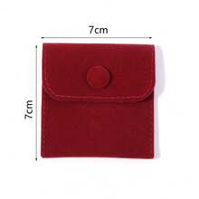 1 buah Kantong Penyimpanan Perhiasan Beludru Burgundy dengan Kancing Jepret, Cocok untuk Pernikahan, Dompet, Cincin, Anti-Oksidasi - Burgundy - View 10