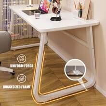 Modern Minimalist Style Computer Desk, Home Office Desk, Writing Desk, Work Table, Gaming Table - White - View 7