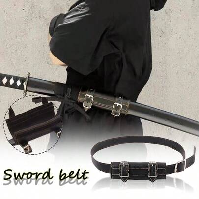 Thắt lưng kiếm Samurai giả da có thể điều chỉnh, Phụ kiện nhập vai, Thắt lưng đựng kiếm, Thắt lưng phụ kiện dao võ thuật