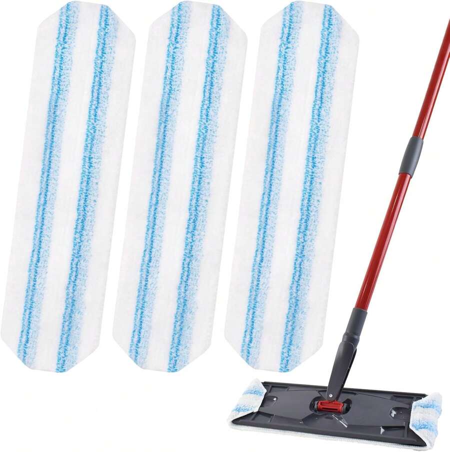 3 Pads De Rechange Microfibre Pour Serpillière Vileda H2prO Flat Mop - Lavables En Machine - Extra Larges (4,33 X 15,95 Pouces) - 10
