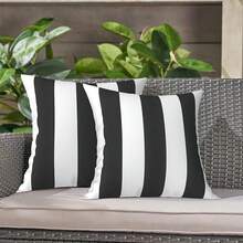 Outdoor/Indoor Throw Pillows, 18x18 Square Pillows With Inserts Bed, Couch, Sofa & Patio Furniture (Set Of 2, Monstera Blue), Decorative Pillows - 卡巴納黑 - 查看 6