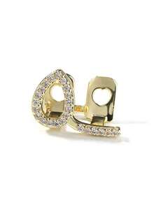 1pc Hollow Water Drop Shaped Zirconia Inlaid Copper Tooth Grillz, Hip Hop Side Tooth Jewelry Suitable For Men And Women - Multicolor - View 6