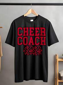 100 Percent Cotton Cheer  T Shirt For Women With Red Pom Poms Design Comfortable And Durable Graphic Tee For Sports Team Coaches And Enthusiasts Perfect For Game Days Practice And Everyday W - màu đen - Xem 1