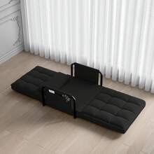 Klappbares Bodensofa, 2-in-1 Schlafsofa mit 5-stufig verstellbarer Rückenlehne, Schlafbereichsfunktion, Gästesofa, Loungesofa, gepolstertes Schlafsofa für Wohnzimmer, Schlafzimmer, Lounge, Balkon - Schwarz