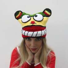 Crochet Knitted Cartoon Bear Hat - Colorful Design, Warm & Stylish, Perfect For Winter Fashion