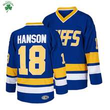 WERGHJ Slap Shot 电影 Charlestown 18 Jeff Hanson Brothers 曲棍球球衣缝制刺绣缝制运动服休闲训练长袖套头衫